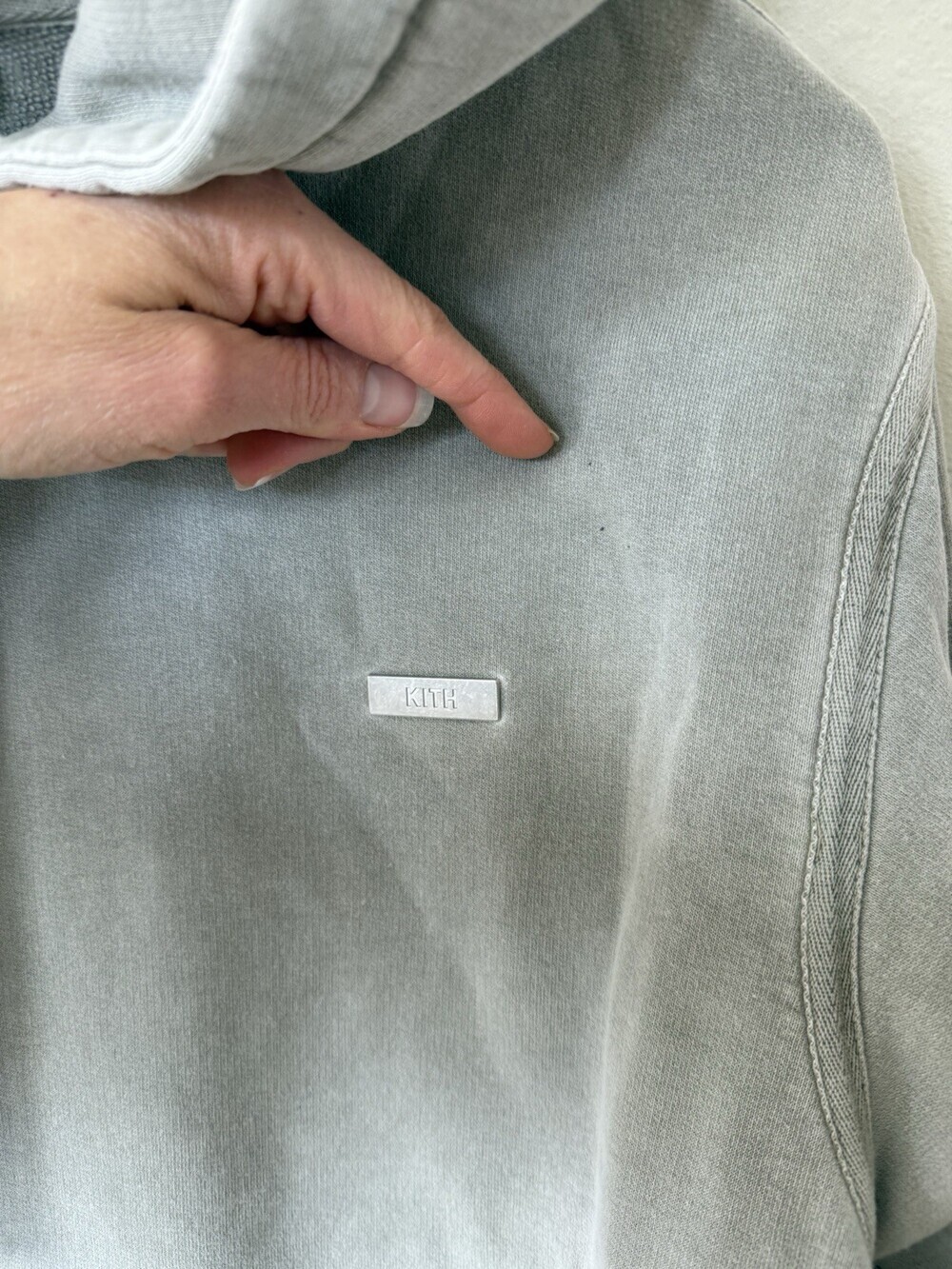 Kith Distressed Washed gray Hoodie Womens Extra Large Sweatshirt Long Sleeve - Picture 4 of 7